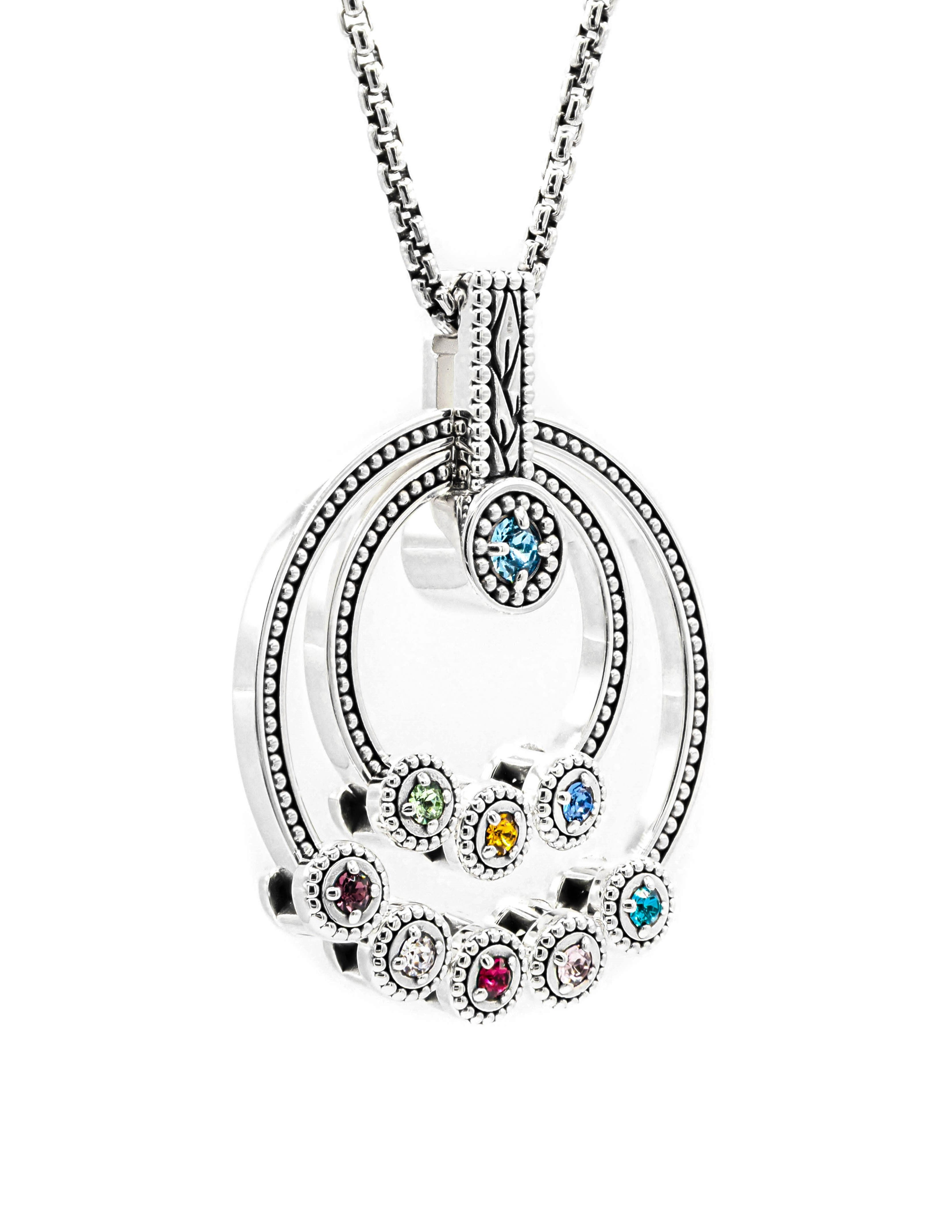 Family Tree Birthstone Necklace in Premium Silver | MYKA