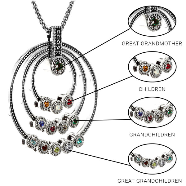 Hebrew Family Great Grandmother Birthstone Necklace | Jewish Necklace –  Generations of Love