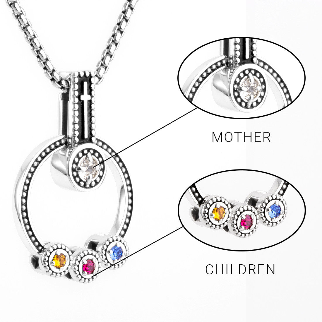 Child name necklace for Mom - Custom Birthstone necklace with kids nam -  Danique Jewelry